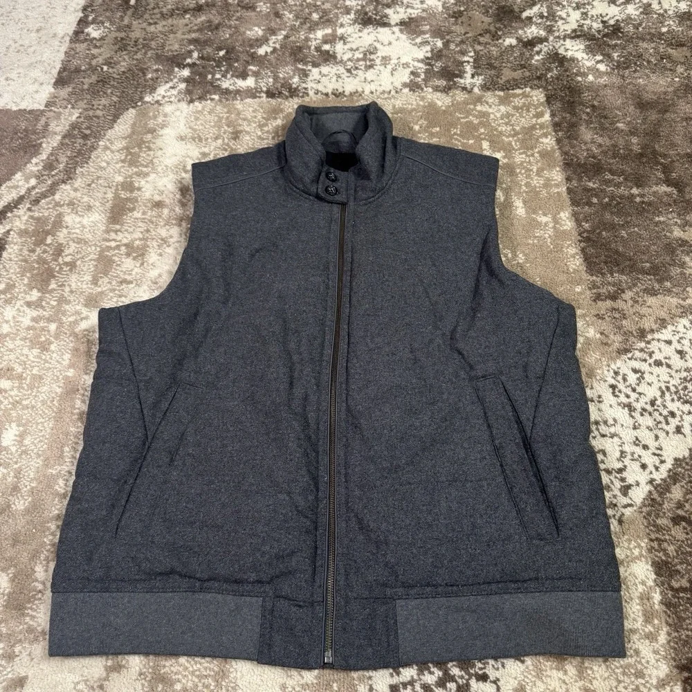 Banana Republic Wool Vest Men's XL Gray Full Zip‎ Pockets Thick Heavyweight
